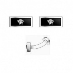Запонки Versace Silver Onyx Rectangular With Medusa Vrhmm7r66a3500000