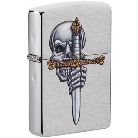 Зажигалка Zippo Classic Sword Skull Design Brushed Chrome 49488