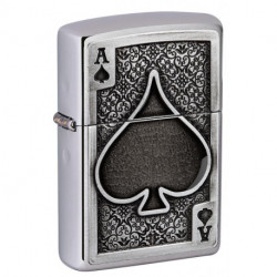 Зажигалка Zippo Classic Ace Of Spades Emblem Brushed Chrome 49637
