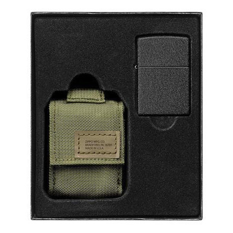 Запальничка Zippo Classic Black Cracle з зел. чохлом Zp49400