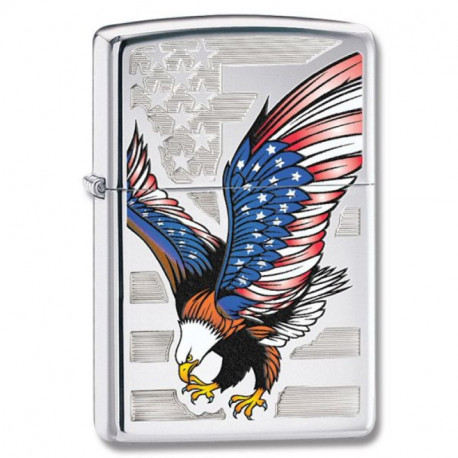 Зажигалка Zippo Classic Eagle Flag High Polish Chrome Zp28449