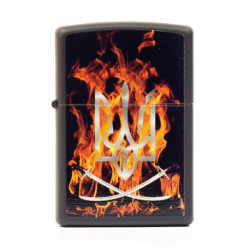 Запальничка Zippo Classic Ukraine Coat Of Arms On Fire Black Matte Zp218coa