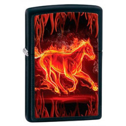 Запальничка Zippo Classic Horse Flaming Black Matte Zp28304