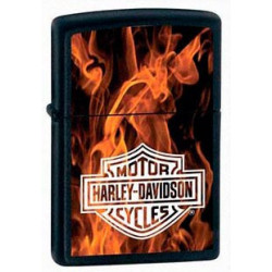 Запальничка Zippo Classic H-D On Fire Black Matte Zp21040