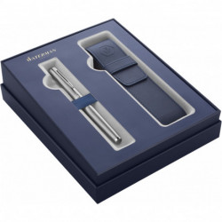 Набір Waterman HEMISPHERE Stainless Steel CT FP M (перова ручка + чохол)