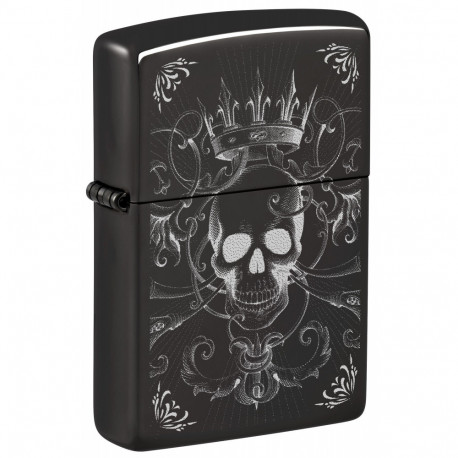 Зажигалка Zippo Classic Royal Skull Design High Polish Black 46699
