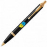 Ручка шариковая Parker IM UKRAINE Black GT BP Трезубец фигурный на фоне флага 22032_T1026u