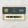 Ручка шариковая Parker IM UKRAINE Black GT BP Трезубец сине-желт. 22032_T0016u