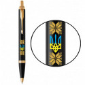 Ручка шариковая Parker IM UKRAINE Black GT BP Трезубец с желтым орнаментом 22032_T1366u