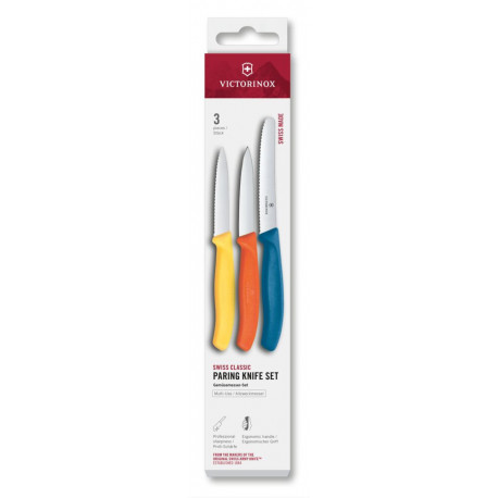 Набор ножей для очистки овощей Victorinox Swiss Classic 3 ножа желт/оранж/син 6.7116.32C1