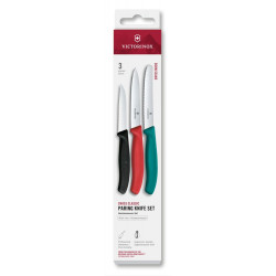 Набір ножів для чищення овочів Victorinox Swiss Classic 3 ножа чорн/черв/зел 6.7116.34C1
