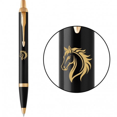 Ручка кулькова Parker IM ZODIAC Black GT BP Вогняний кінь 22032_Z501y