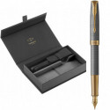 Набор Parker SONNET Cisele Silver GT FP18 F (перьевая ручка + кож.чехол)