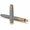 Набор Parker SONNET Cisele Silver GT FP18 F (перьевая ручка + кож.чехол)