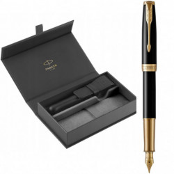Набор Parker SONNET Black Lacquer GT FP18 F (перьевая ручка + кож.чехол)