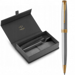 Набор Parker SONNET Stainless Steel GT BP (шариковая ручка + чехол)