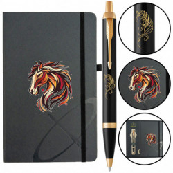 Набор Parker IM ZODIAC Black GT BP Красный конь (шариковая ручка + блокнот Parker)