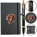 Набор Parker IM ZODIAC Black GT BP Красный конь (шариковая ручка + блокнот Parker)