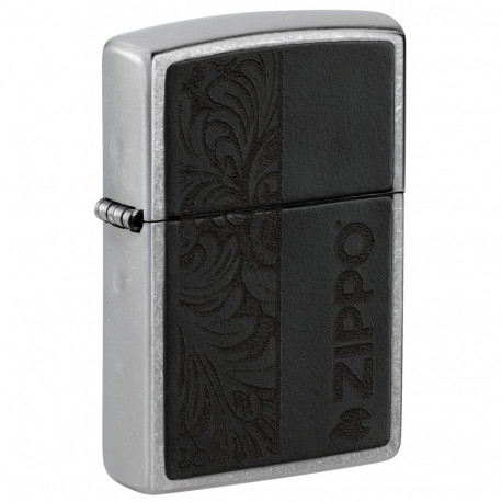 Запальничка Zippo Classic Black Leather Emblem - Zippo Design Street Chrome 46919