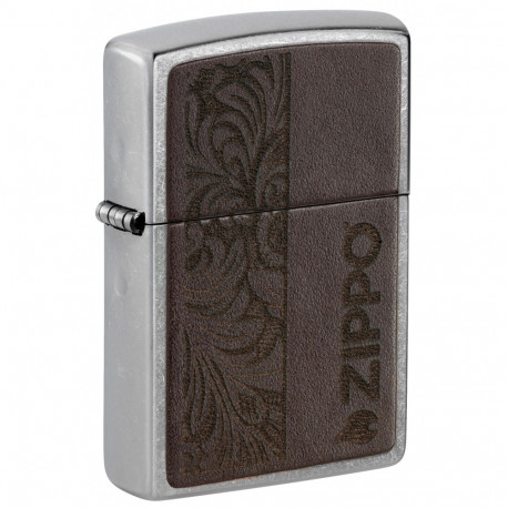 Запальничка Zippo Classic Brown Leather Emblem - Zippo Design Street Chrome 46920