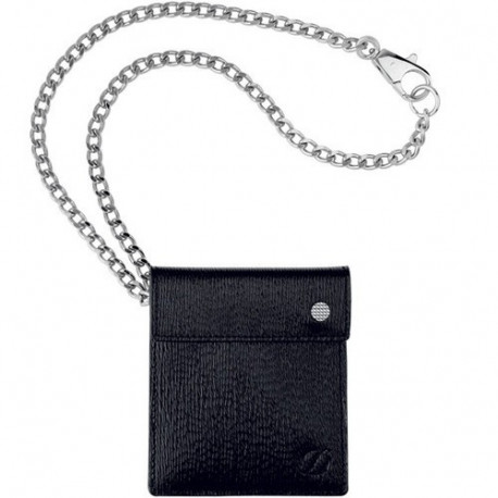 Пепельница ST Dupont DIAMOND карман. в коже на цепочке 29см черн Du83109