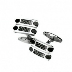 Запонки Pequignet MOOREA 2 ROW Steel & Carbon Pq0410463