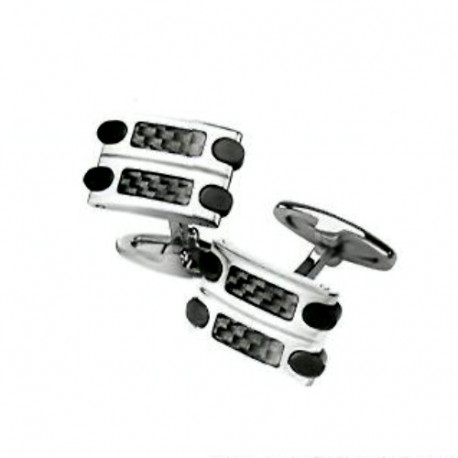 Запонки Pequignet MOOREA 2 ROW Steel & Carbon Pq0410463