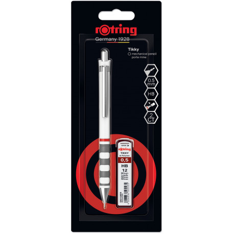 Набор Rotring TIKKY White PCL 0,5 + Грифели 0,5мм HB (12) блистер R2221251