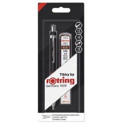 Подарочный набор Rotring TIKKY Black PCL 0,5 + Грифели 0,5мм HB (12) + Ластик Tikky 30 блистер R1904817