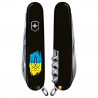 Складной нож Victorinox HUNTSMAN UKRAINE Трезубец фигурный на фоне флага 1.3713.3_T1026u