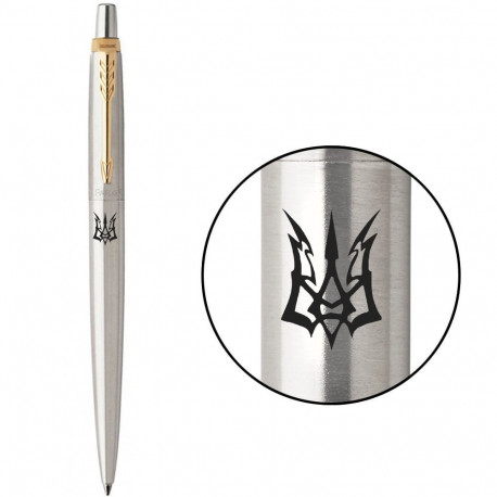 Ручка шариковая Parker JOTTER Stainless Steel GT BP Трезубец-Молния 16032_T056b