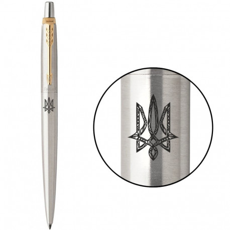 Ручка кулькова Parker JOTTER Stainless Steel GT BP Тризуб геометрія 16032_T058b
