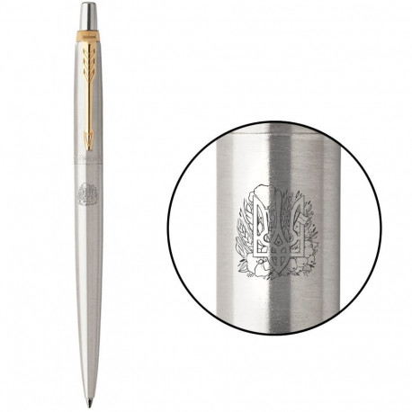 Ручка кулькова Parker JOTTER Stainless Steel GT BP Тризуб з урожаєм 16032_T065b