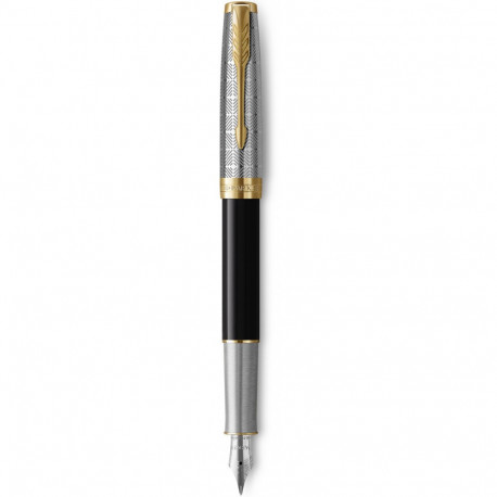 Ручка перьевая Parker SONNET Metal & Black Lacquer GT FP F 68 111