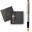 Набор Parker SONNET Stainless Steel GT FP F (перьевая ручка + блокнот Parker)
