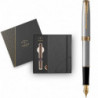 Набор Parker SONNET Stainless Steel GT FP F (перьевая ручка + блокнот Parker)