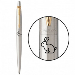 Ручка шариковая Parker JOTTER Stainless Steel GT BP Черный Кролик 16032_Z204b