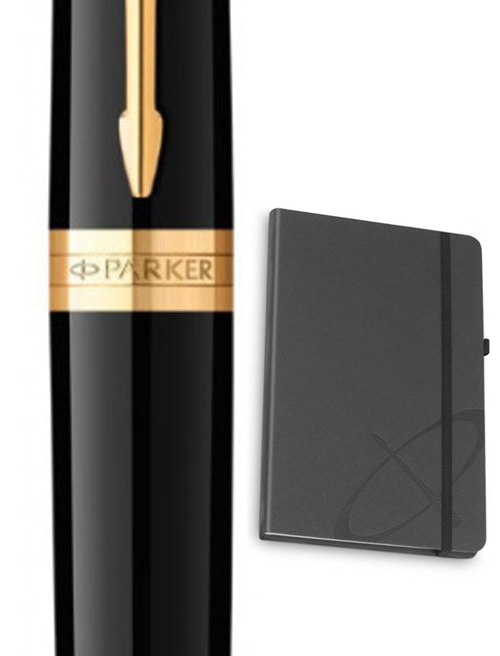 Набор Parker INGENUITY Black Lacquer GT BP (шариковая ручка + блокнот Parker)