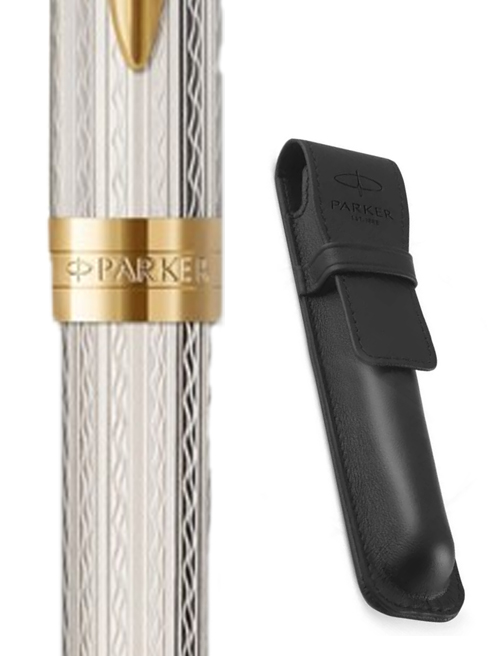 Набір Parker SONNET Silver Mistral GT BP (кулькова ручка + шкіряний чохол)