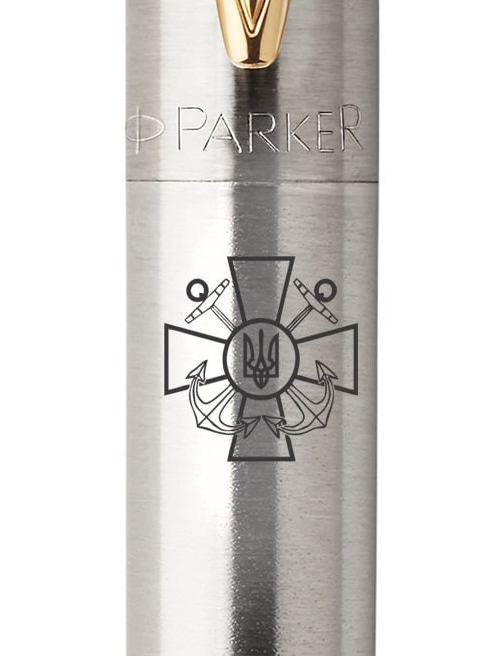 Ручка кулькова Parker JOTTER ARMY Stainless Steel GT BP Емблема ВМС ЗСУ 16032_W003b